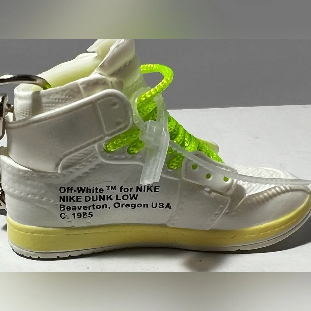 3D‎ Mini Sneaker Keychain Volt Laces White green novelty trinkets gift